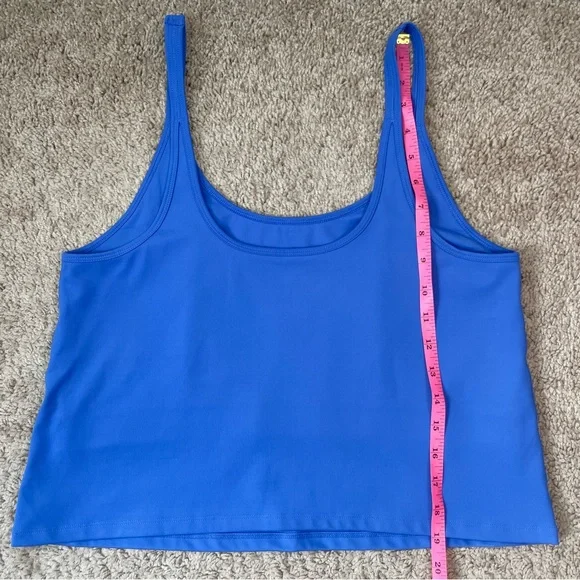 Girlfriend Collective Blue Gemma Scoop Tank Top with Built-In Bra Plus Size XXL - Picture 12 of 15